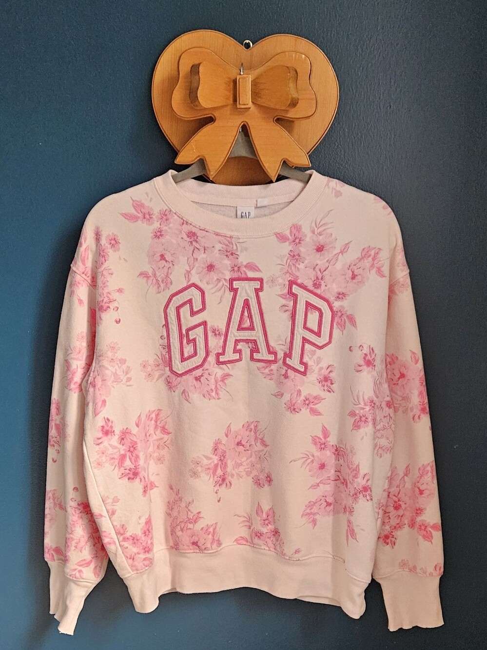 GAP Pink Floral Logo Crewneck Sweatshirt